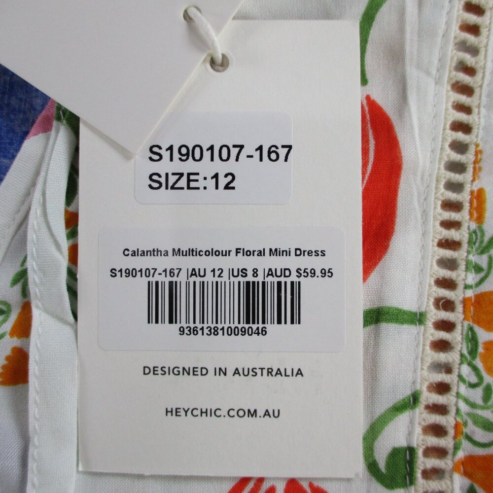 HeyChic Calantha Multicolour Floral Mini Dress Womens AU 12 US 8 Printed NWT - Picture 5 of 11